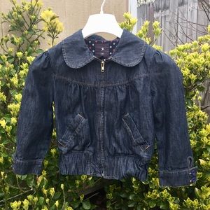 F21 Forever21 Denim Jacket Childrens Coat Jean Sz. Small Girls Pea Collar